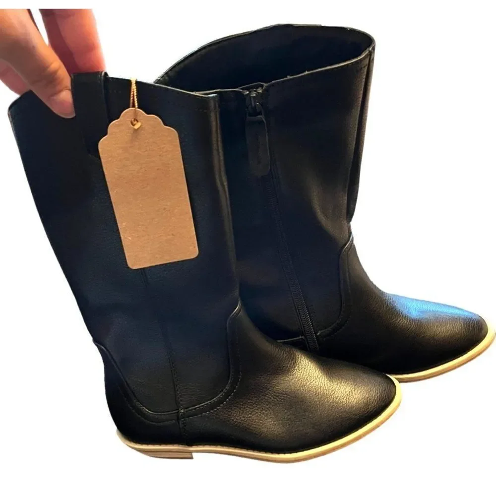 Cat & Jack Sahara Zipper Slip-On‎ Black Boots Children Size 1 NWT